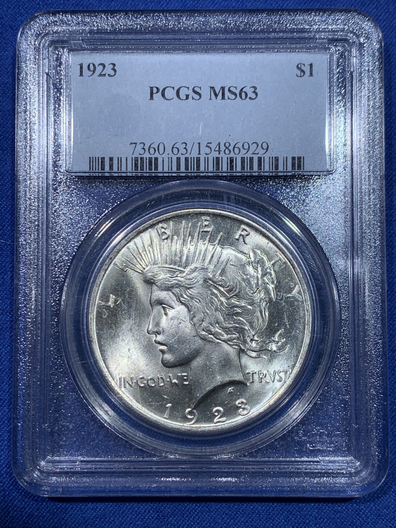 《竞宝斋》第264场-周日，周一 2场连拍 (全场包邮) PCGS MS63 美国1923年和平银币