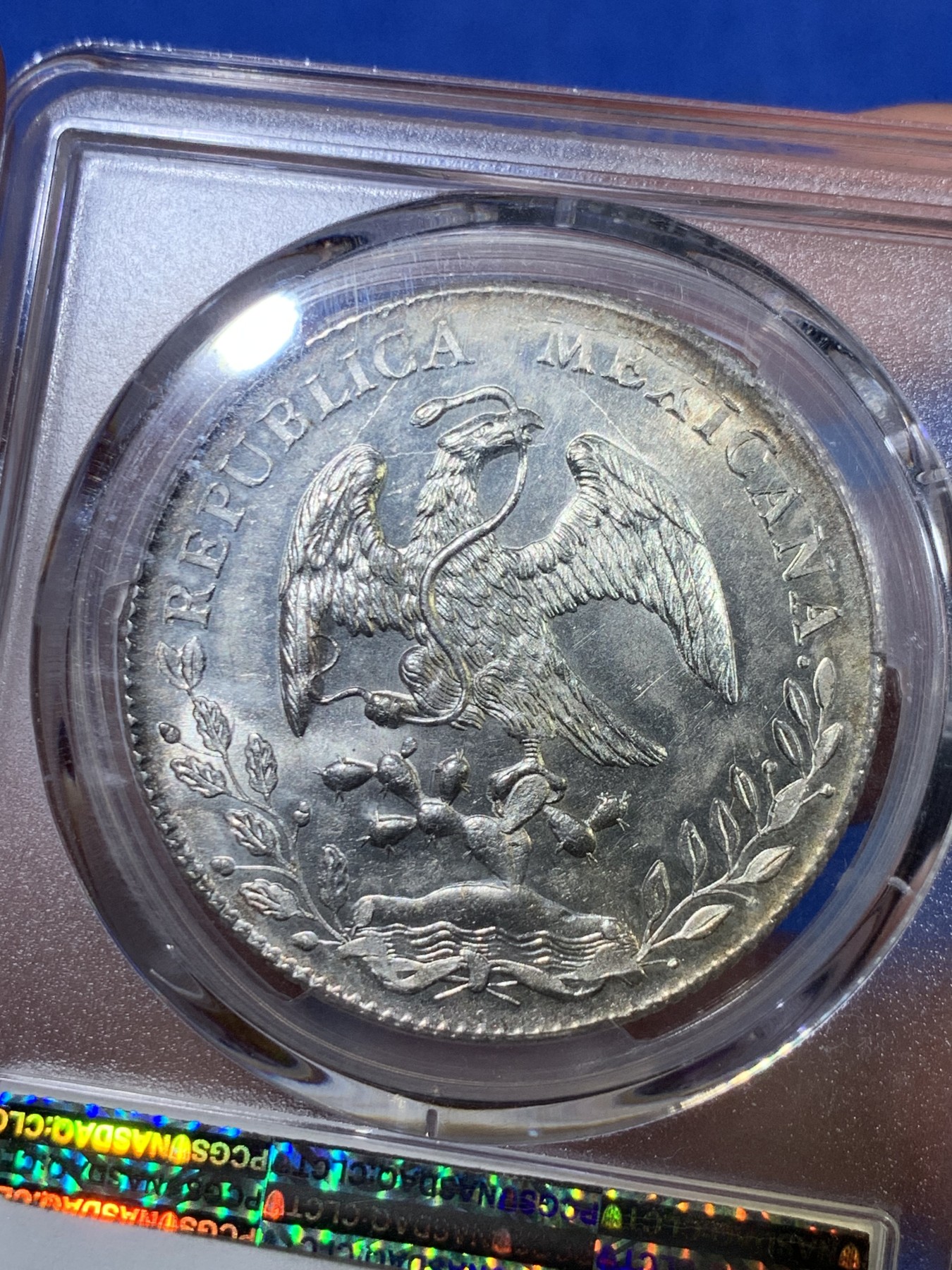 《竞宝斋》第264场-周日，周一 2场连拍 (全场包邮) PCGS MS62 墨西哥 1891 花边鹰洋 超亮银霜光
