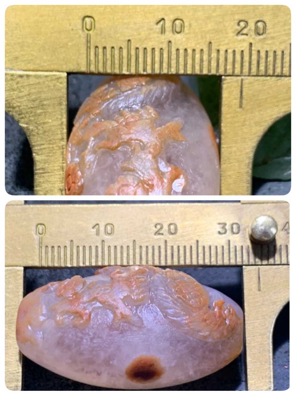 精美亚光冰飘糖心料战国红玛瑙手工俏色巧雕喜上眉梢桶珠一个，
