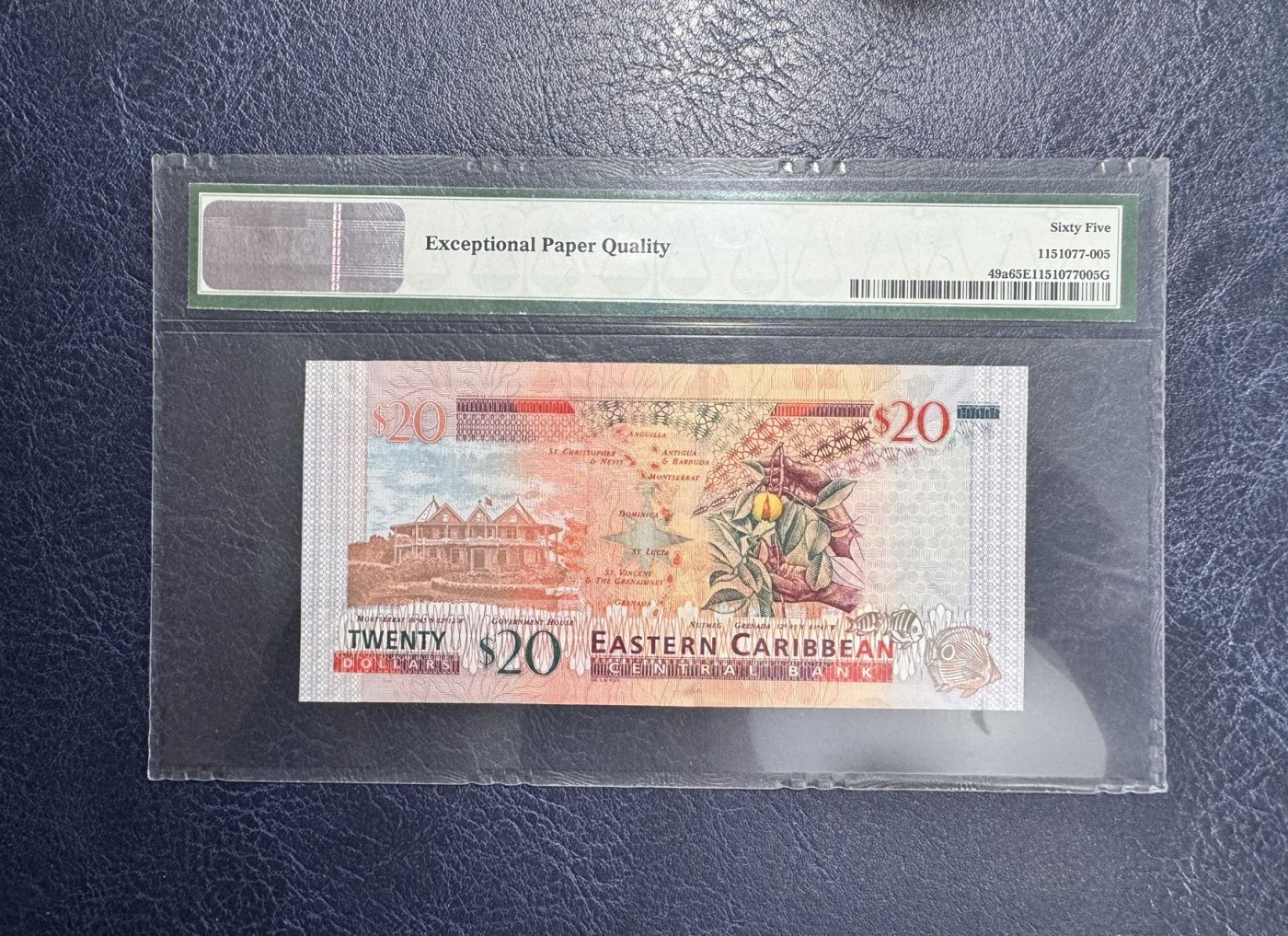 收藏联盟Quantum Auction 第342期拍卖  东加勒比地区2008年20元 PMG65