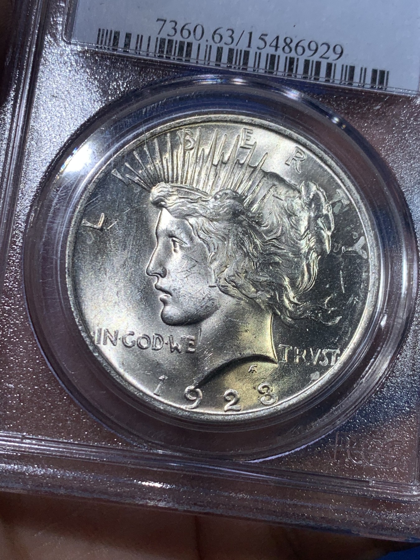 《竞宝斋》第264场-周日，周一 2场连拍 (全场包邮) PCGS MS63 美国1923年和平银币