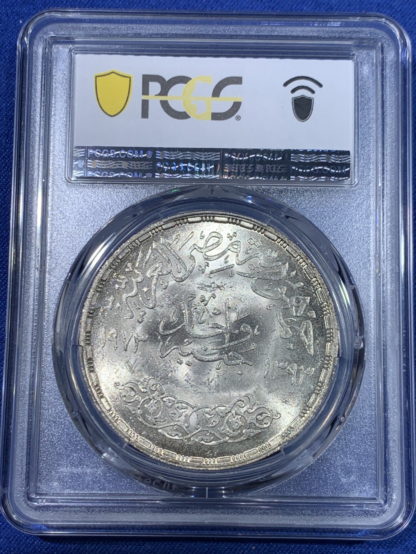 《竞宝斋》第264场-周日，周一 2场连拍 (全场包邮) PCGS  MS65 埃及1973年FAO粮农组织阿斯旺大坝纪念1镑大银币
