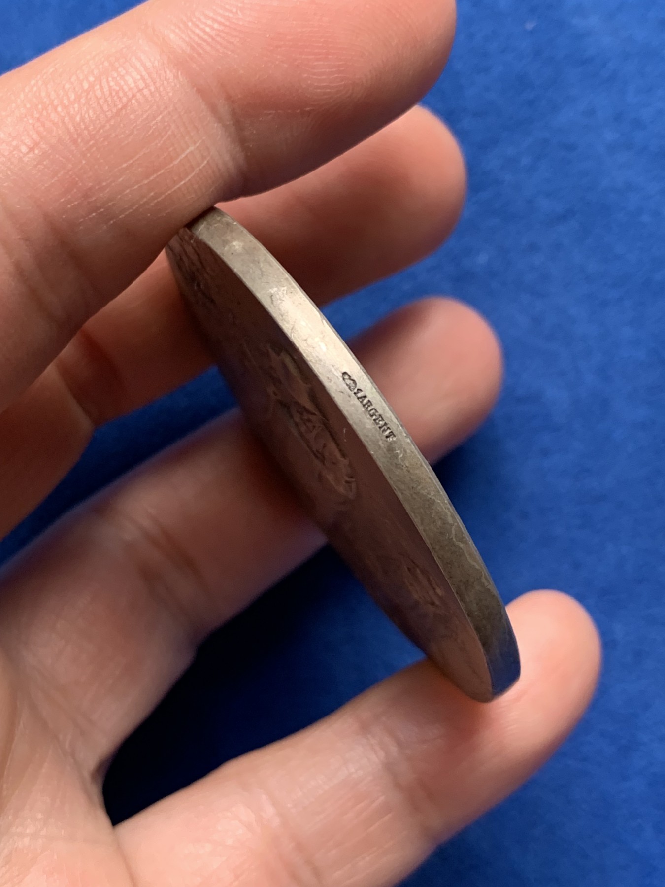 《竞宝斋》第264场-周日，周一 2场连拍 (全场包邮) 法国迪耶普 十九世纪初 农业纪念 银章 61.95克 49.5mm 丰饶角银标