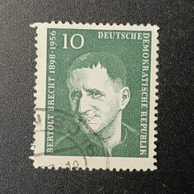 ↓君缘收藏83期☞钱币邮品↓无佣金、可寄存、满10元包邮  - 德国邮票东德，1957年 作家布莱希特逝世1周年