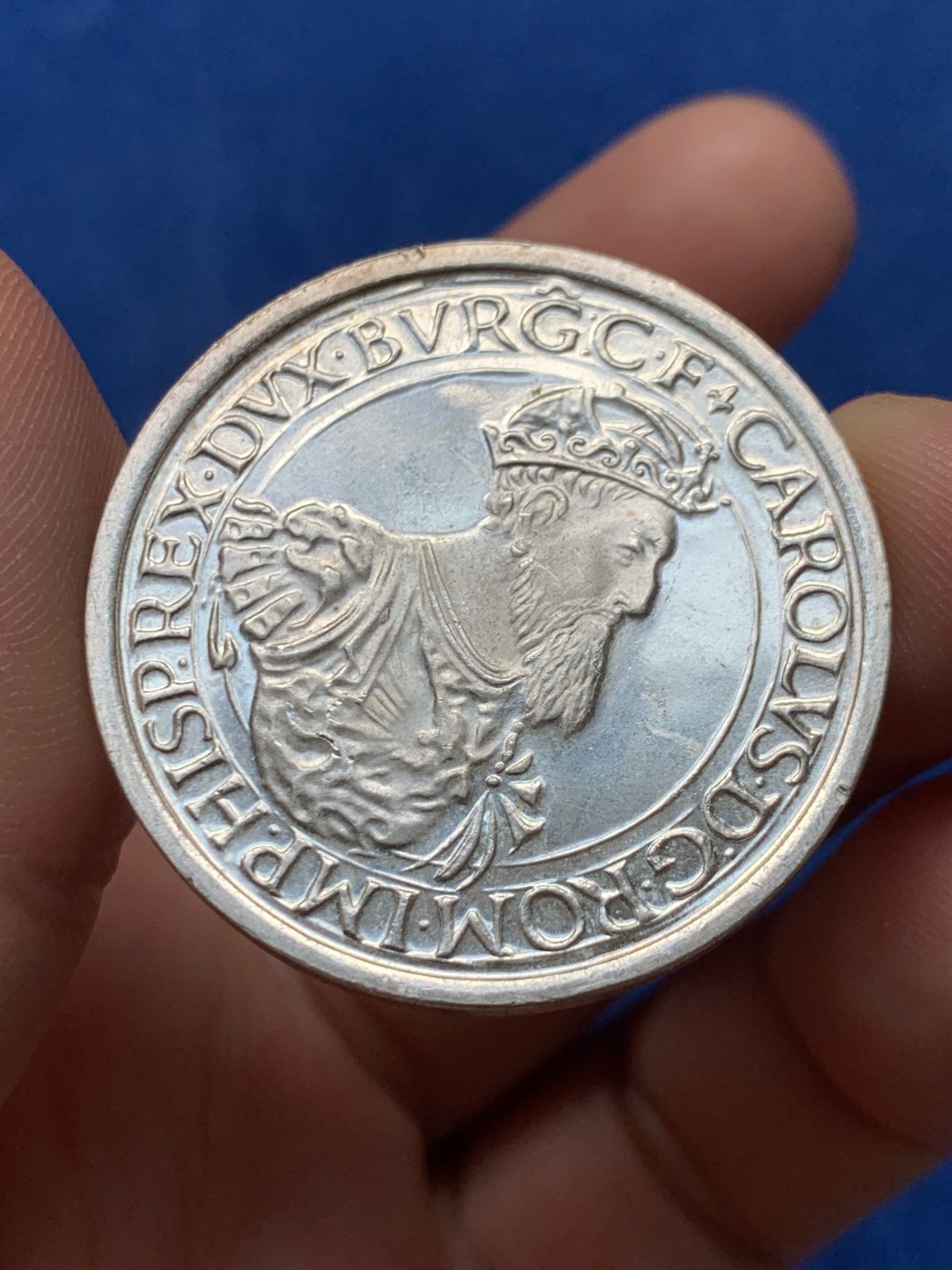 《竞宝斋》第264场-周日，周一 2场连拍 (全场包邮) 1987比利时罗马条约三十周年5欧元银币，背面查理曼大帝，22.85克，833银