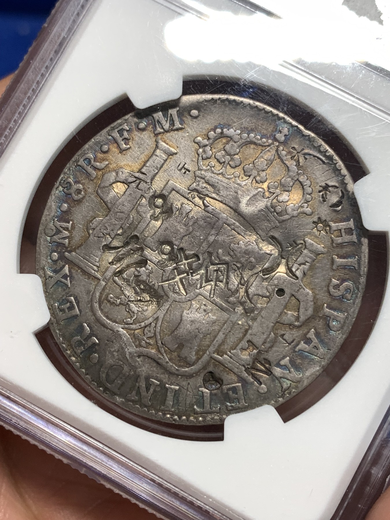 《竞宝斋》第264场-周日，周一 2场连拍 (全场包邮) NGC VFD 墨西哥1798年卡洛斯四世8里亚尔双柱银币 热门汉字戳记 名家WK旧藏