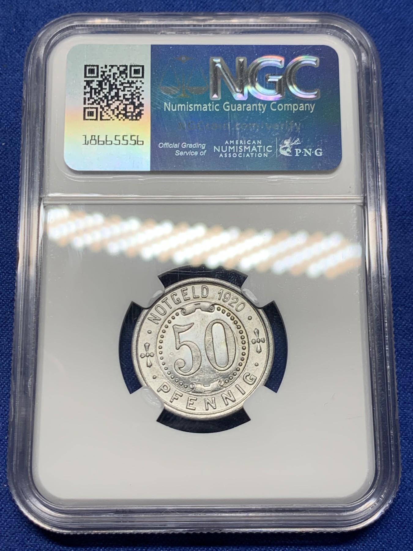 《竞宝斋》第264场-周日，周一 2场连拍 (全场包邮) NGC MS62 德国1920年经典洞熊50芬尼 低评状态