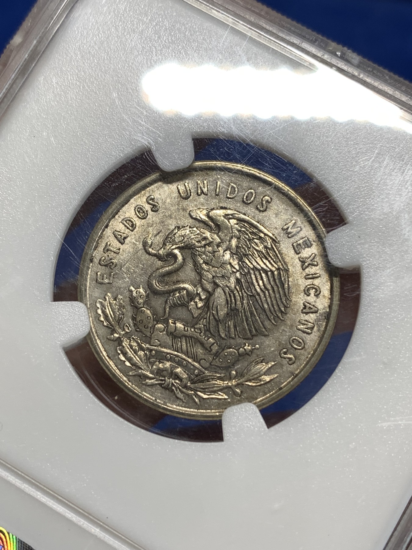 《竞宝斋》第264场-周日，周一 2场连拍 (全场包邮) 保粹 MS61 1950墨西哥50分银币