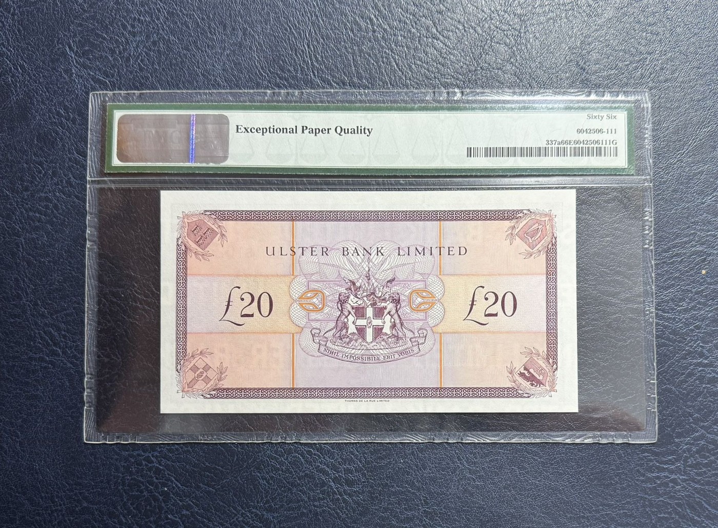 收藏联盟Quantum Auction 第342期拍卖  北爱尔兰阿斯特银行1996年20镑 PMG66 少见A冠