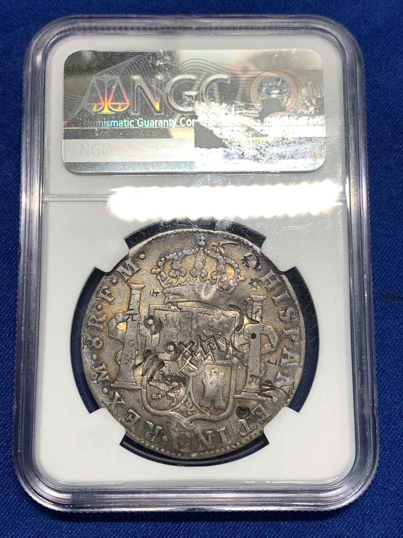 《竞宝斋》第264场-周日，周一 2场连拍 (全场包邮) NGC VFD 墨西哥1798年卡洛斯四世8里亚尔双柱银币 热门汉字戳记 名家WK旧藏