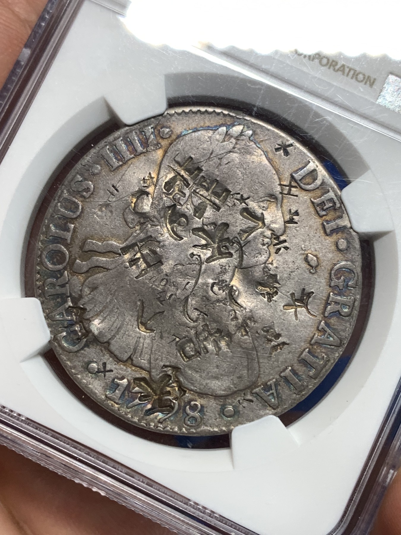 《竞宝斋》第264场-周日，周一 2场连拍 (全场包邮) NGC VFD 墨西哥1798年卡洛斯四世8里亚尔双柱银币 热门汉字戳记 名家WK旧藏