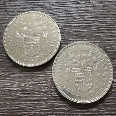 〔小葵钱铺〕银币·硬币·套币场·第29期·全场包邮 - 加拿大1971年不列颠哥伦比亚省100周年1元纪念硬币2枚
