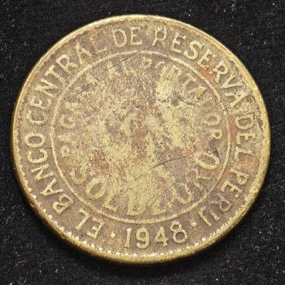 🌹外币初藏🌹🐯第18场 每周二四六晚8点 - 秘鲁1948年一索尔大铜币