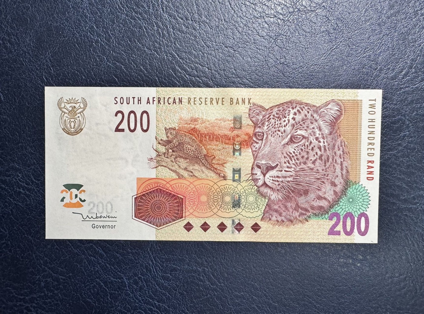收藏联盟Quantum Auction 第342期拍卖  南非2005年200兰特 品相全新UNC a版签名 花豹