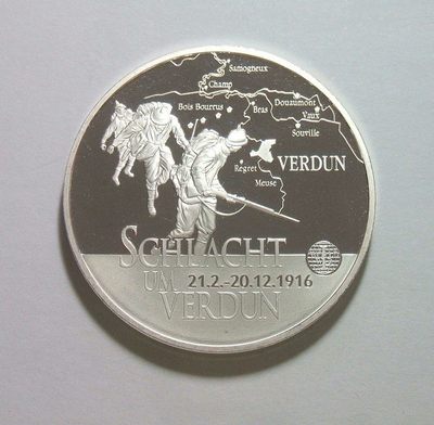 一战著名凡尔登战役+鹰徽 精制大镀银章 40MM - 一战著名凡尔登战役+鹰徽 精制大镀银章 40MM