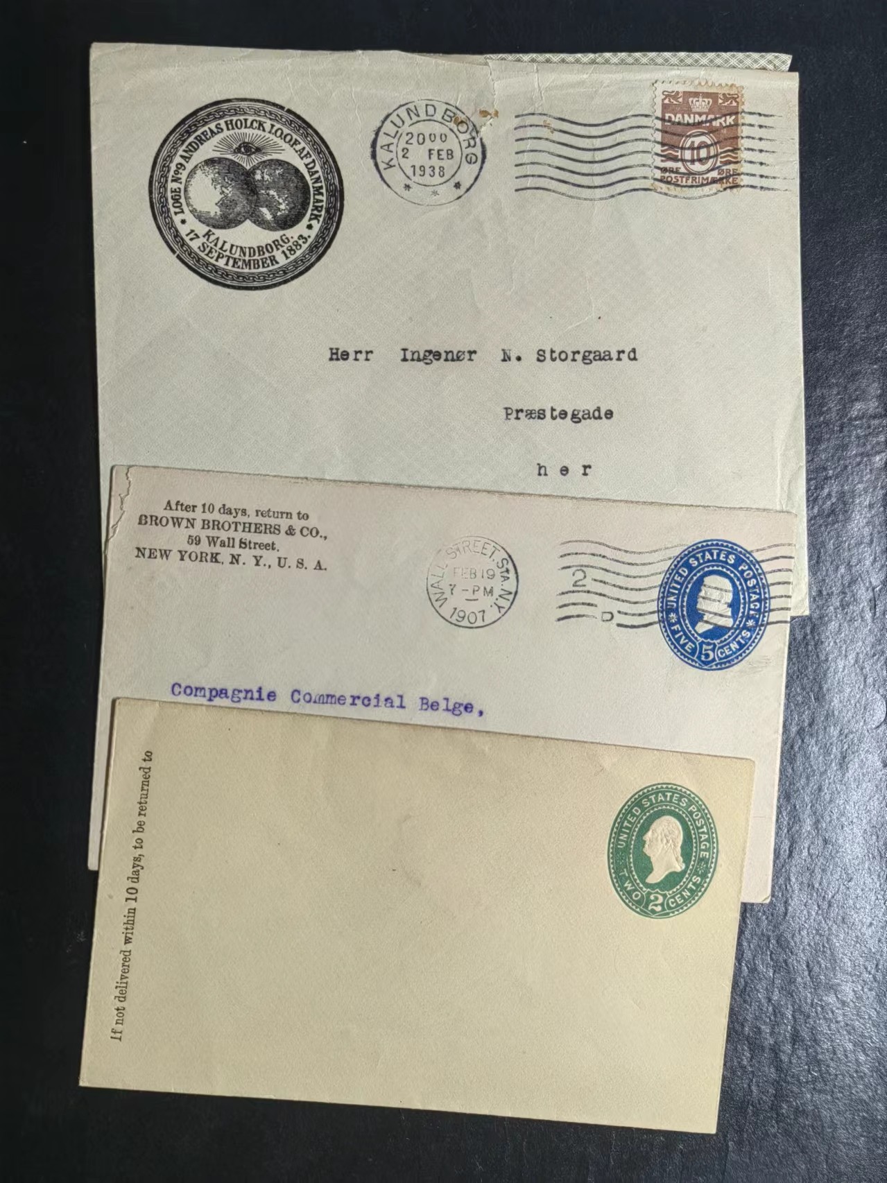 多国邮品✌（拍卖专场）精品🔥专场 第65场 古典实寄邮封（丹麦1938年+美国1907年）