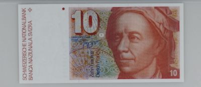 瑞士 1979年（首发年份）人像版 10瑞朗 纸币 无47 全新UNC - 瑞士 1979年（首发年份）人像版 10瑞朗 纸币 无47 全新UNC