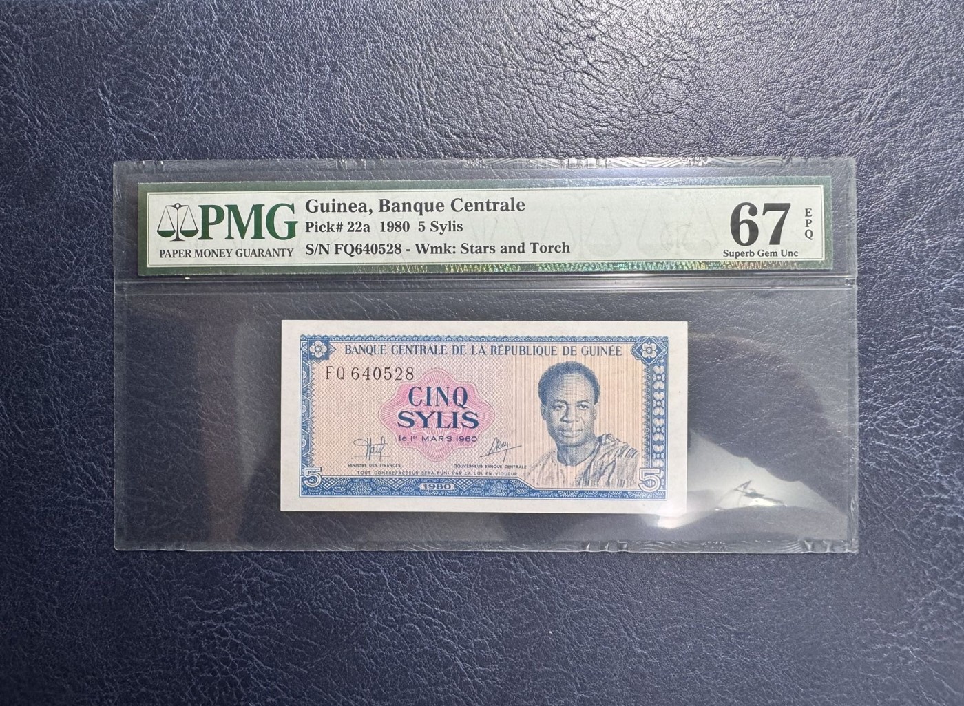 收藏联盟Quantum Auction 第342期拍卖  几内亚1980年5赛利斯 PMG67 中国代印