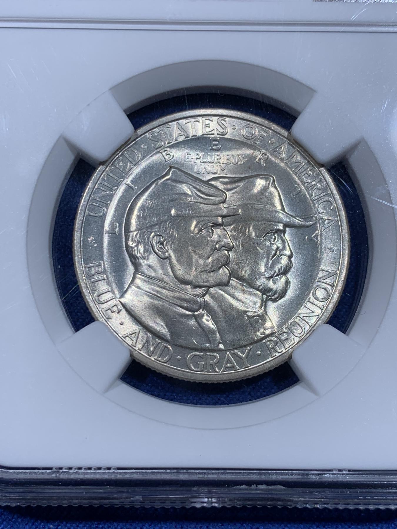 《竞宝斋》立夏专场特拍 （第2-1场）全场顺丰包邮 265场 冠军分 NGC MS65 美国1936年葛底斯堡战役半美元纪念银币 淡彩黄油光 半美元中的难点之一