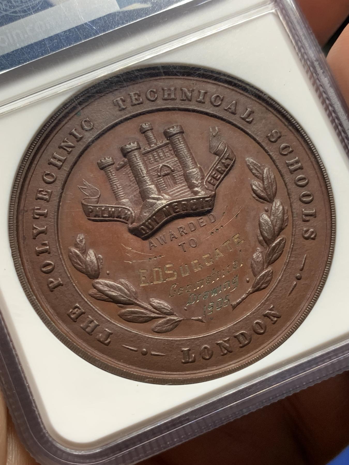 《竞宝斋》立夏专场特拍 （第2-1场）全场顺丰包邮 265场 NGC MS63BN 英国1905年伦敦皇家学院乔治屠龙铜章 加厚盒 乔治形象丰满细节锐利