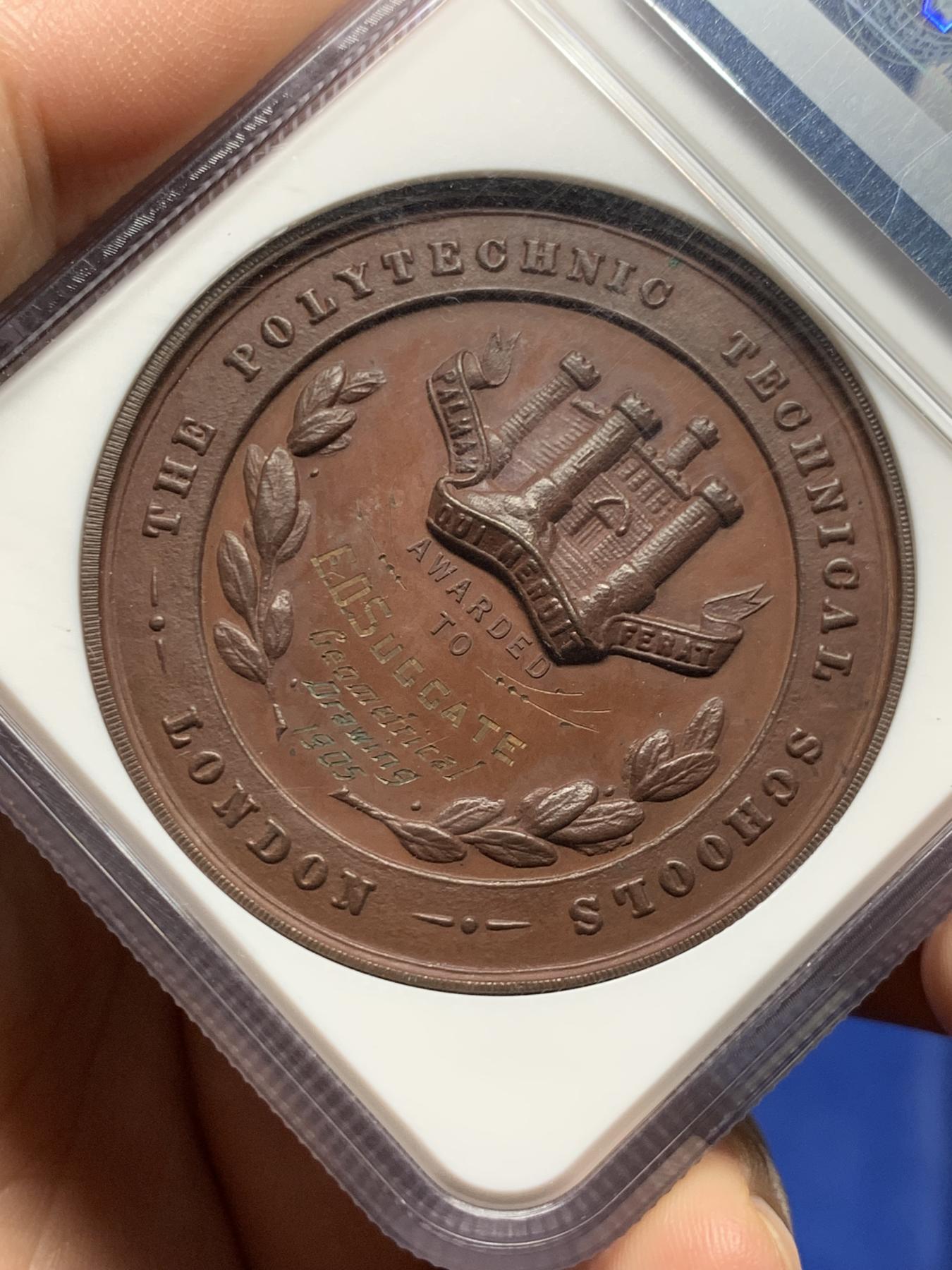 《竞宝斋》立夏专场特拍 （第2-1场）全场顺丰包邮 265场 NGC MS63BN 英国1905年伦敦皇家学院乔治屠龙铜章 加厚盒 乔治形象丰满细节锐利