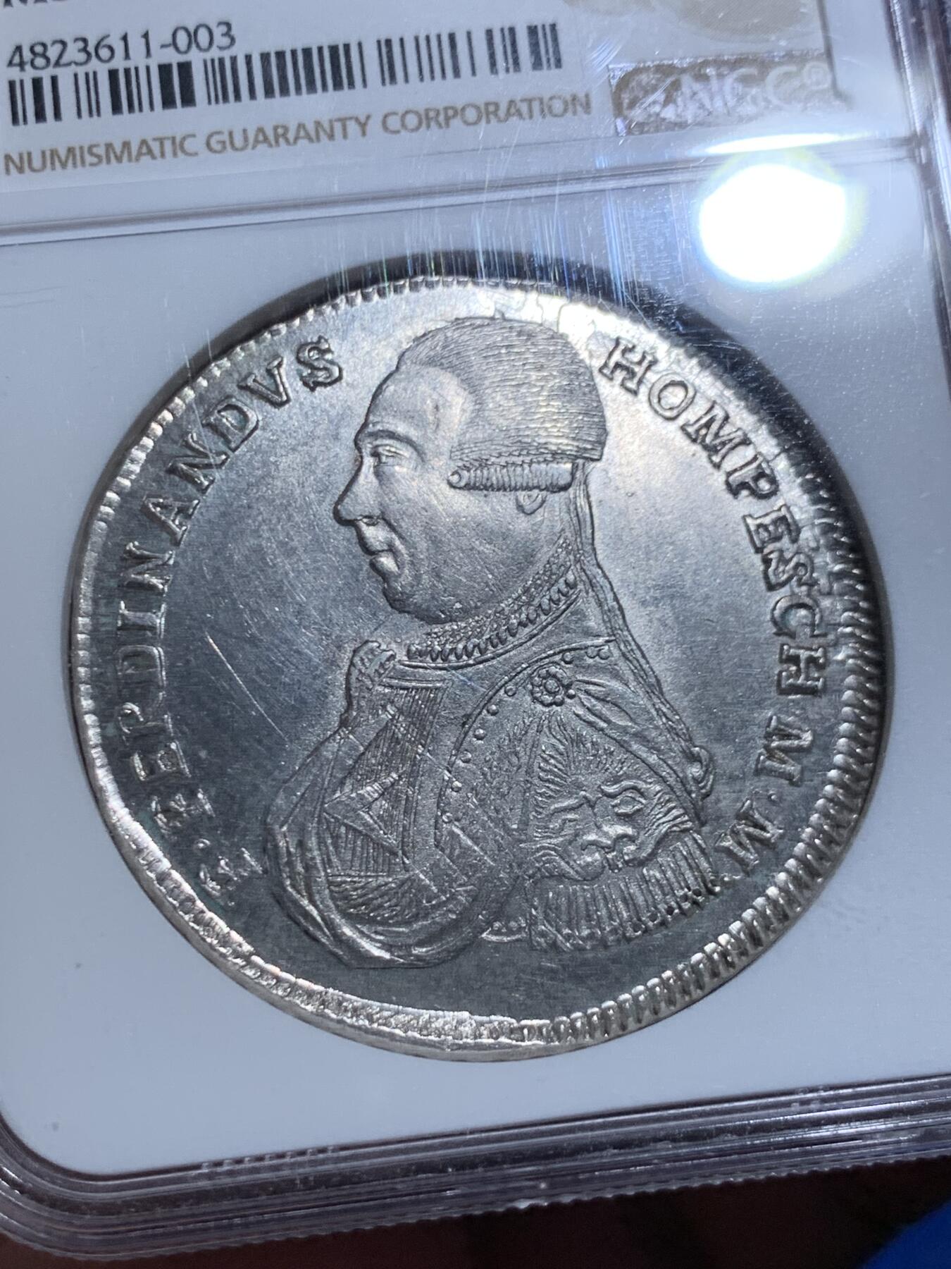 《竞宝斋》立夏专场特拍 （第2-1场）全场顺丰包邮 265场 NGC MS62 1798年马耳他骑士团30塔里 马耳他骑士团末代团长霍姆佩斯在位期间发行 银光闪闪