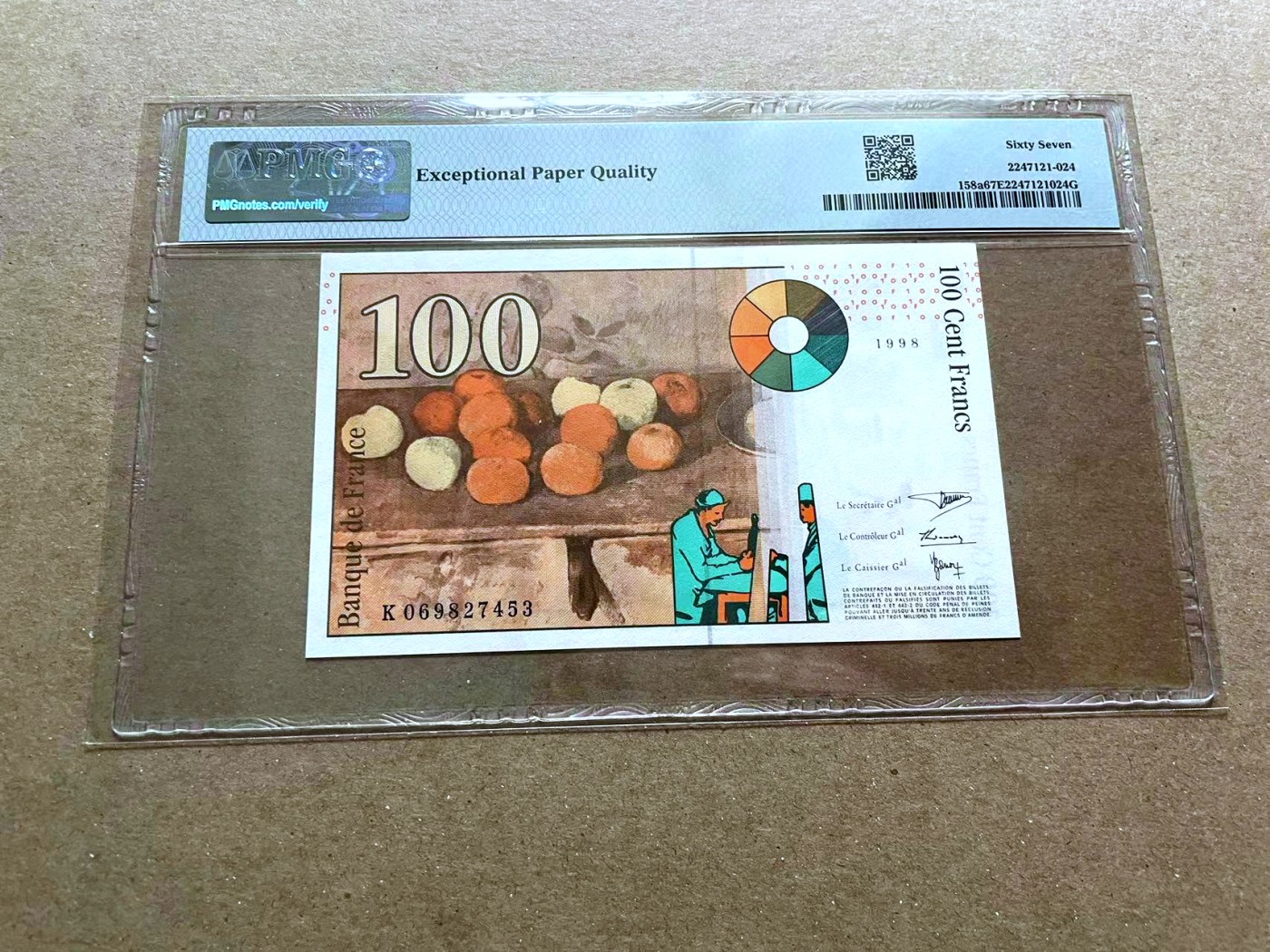 【Blue Auction】✨世界纸币精拍第470期【精】 法国 1997-98年100法郎 PMG67EPQ 高分