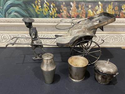 海外回流精品拍卖（五一专场） 英国回流清代银制拉调料车的人（无银标，含银量不确定）