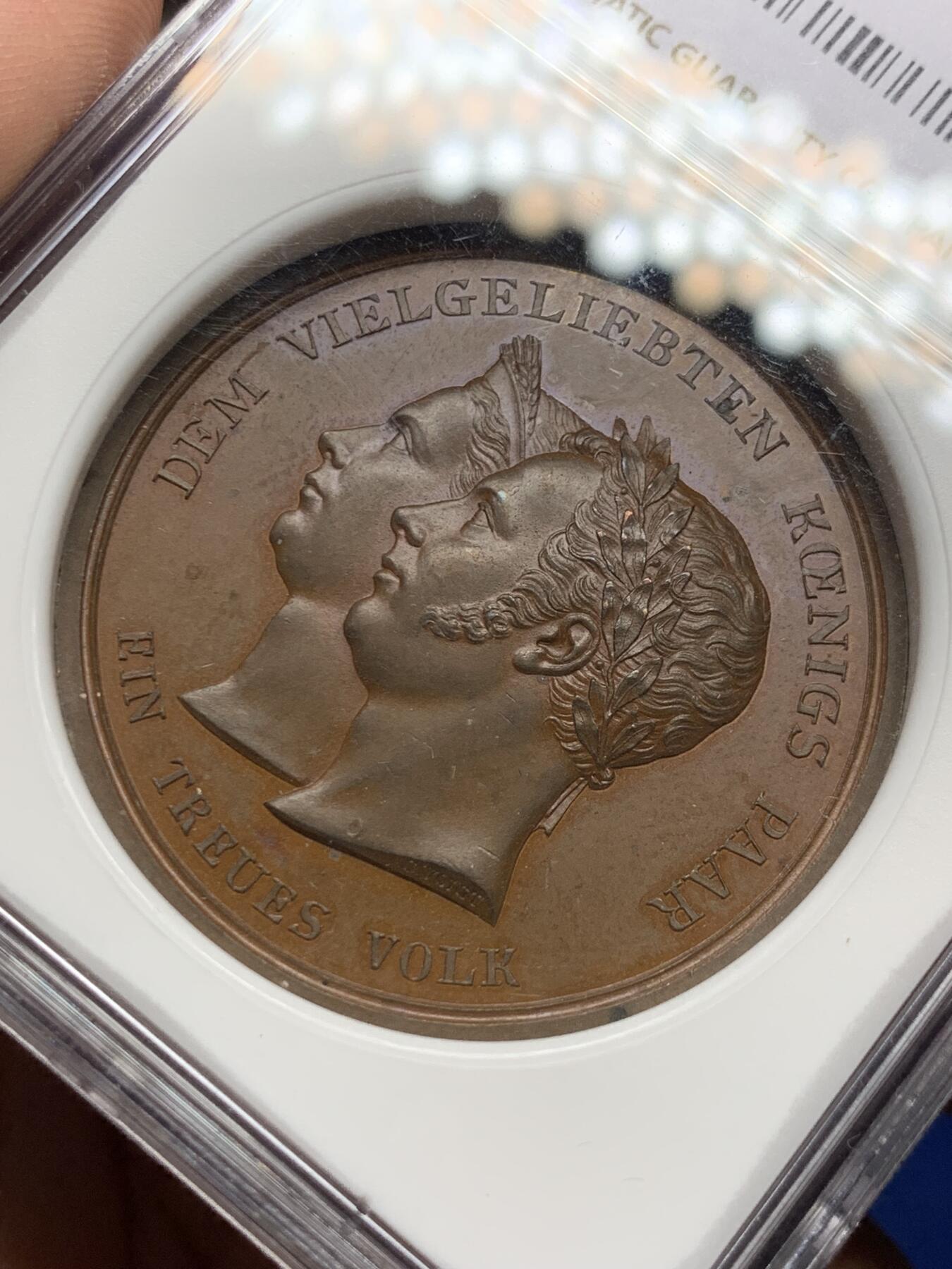 《竞宝斋》立夏专场特拍 （第2-1场）全场顺丰包邮 265场 NGC MS63BN 德国符腾堡1823年纪念Karl王储出生铜章 加厚盒子