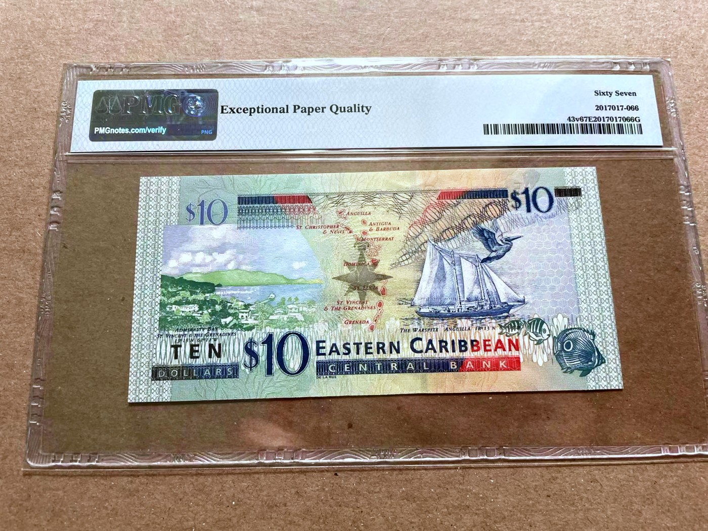 【Blue Auction】✨世界纸币精拍第470期【精】  东加勒比 2003年10元 女王 PMG67EPQ 高分