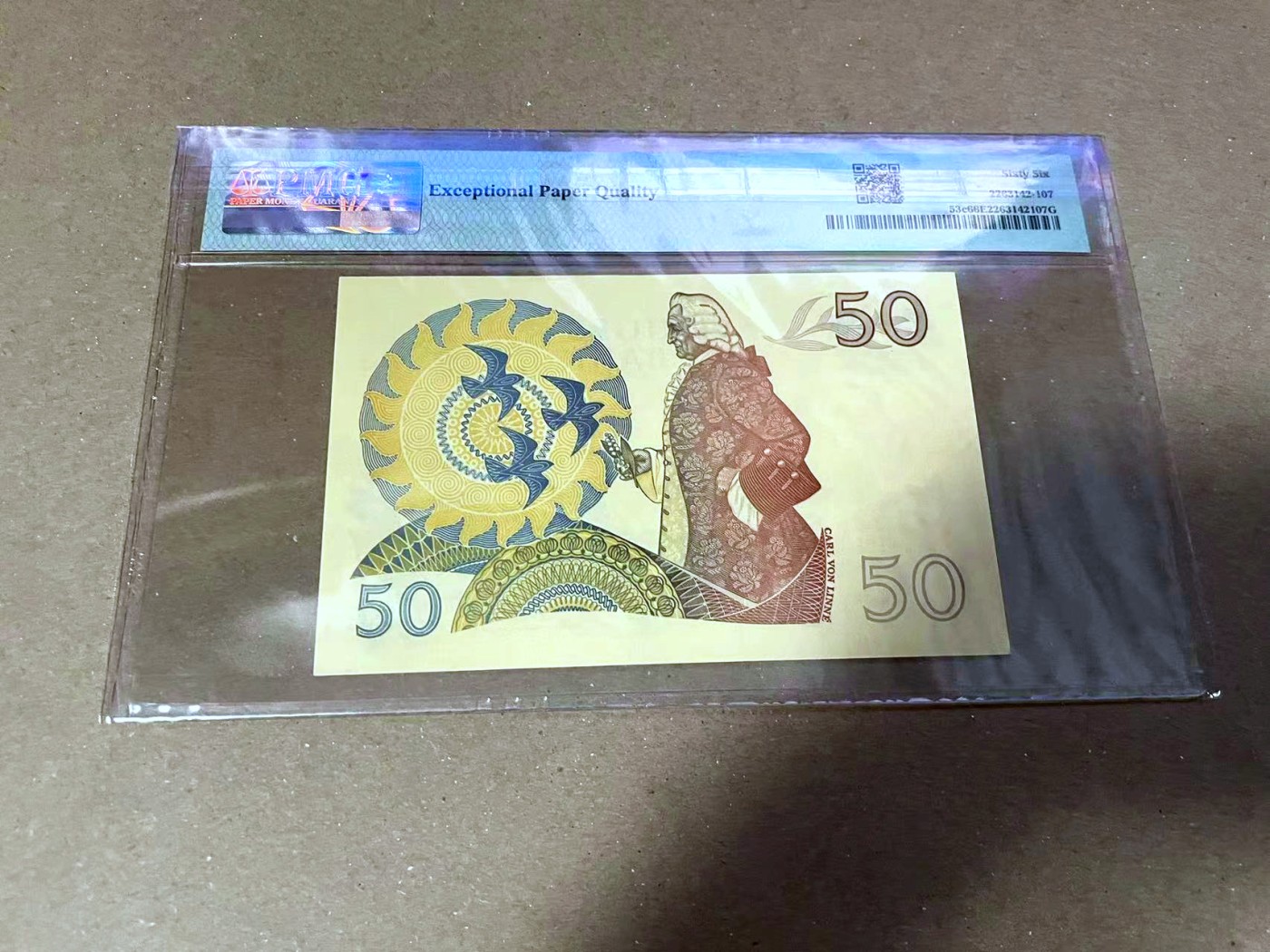 【Blue Auction】✨世界纸币精拍第470期【精】 【777豹子号 AA冠】瑞典 1981年50克朗 PMG66EPQ 