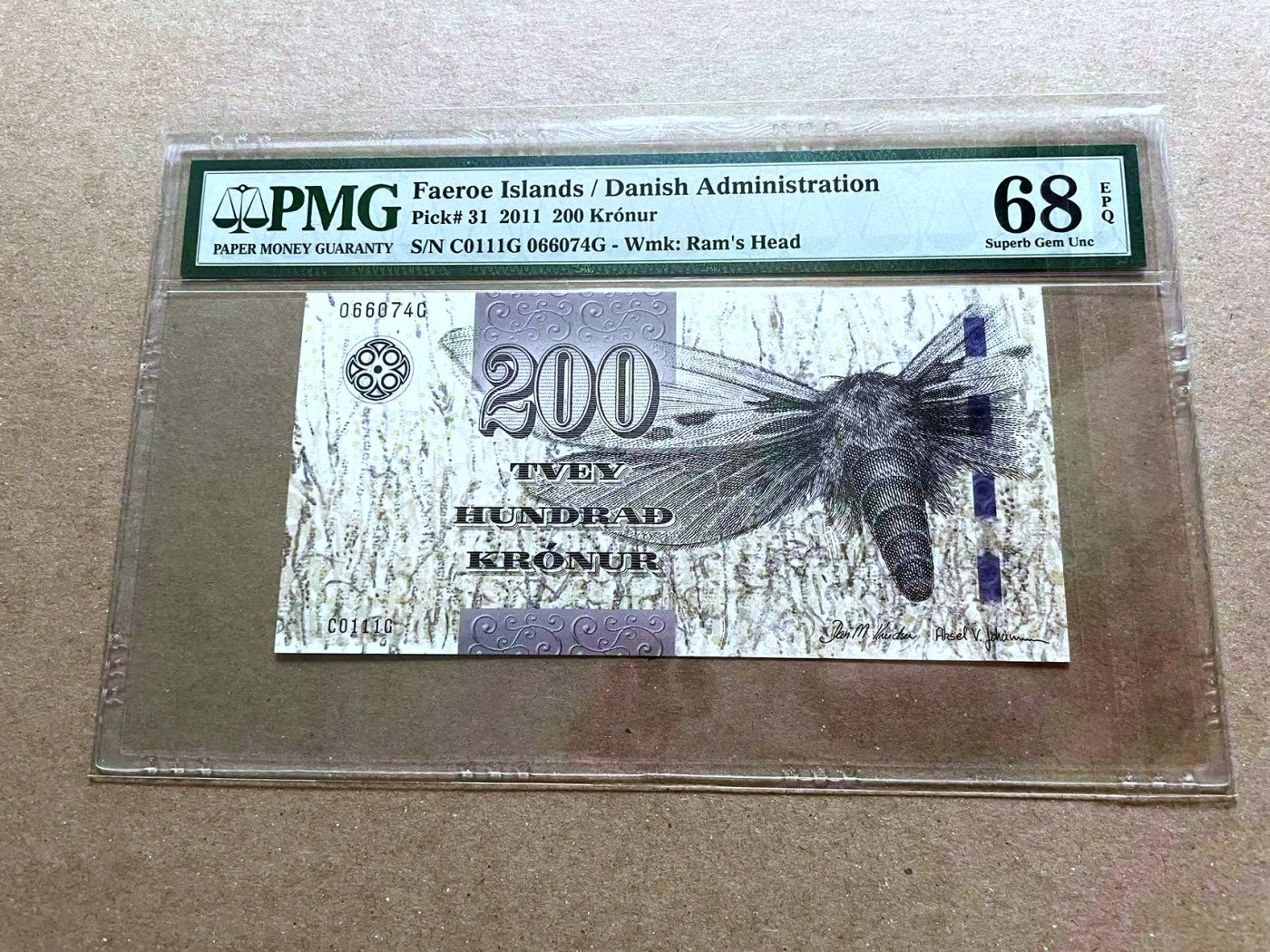 【Blue Auction】✨世界纸币精拍第470期【精】 法罗群岛 2011年200克朗 PMG68EPQ 超高分 
