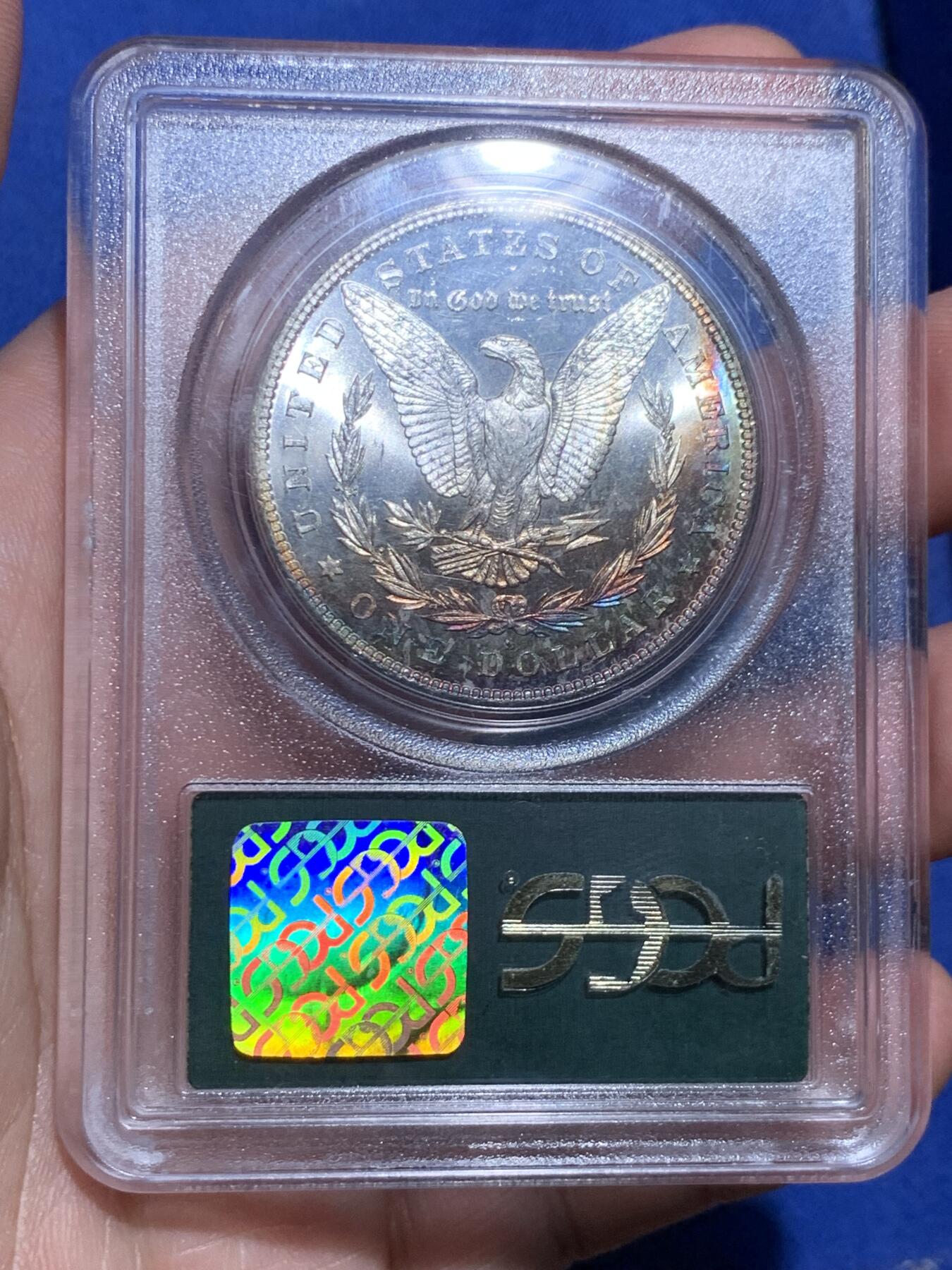 《竞宝斋》立夏专场特拍 （第2-1场）全场顺丰包邮 265场 PCGS MS64 美国1881摩根壹圆银币 老绿盒严评 月牙彩难得