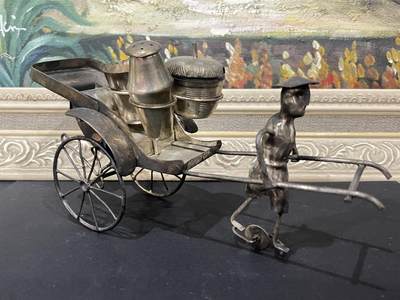 海外回流精品拍卖（五一专场） 英国回流清代银制拉调料车的人（无银标，含银量不确定）