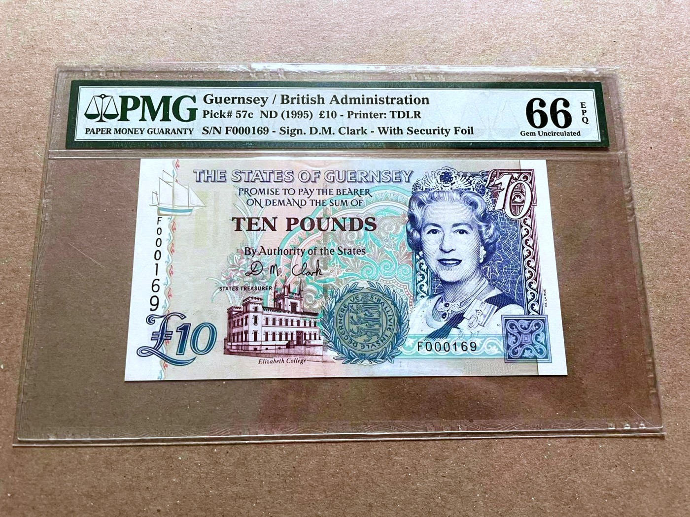 【Blue Auction】✨世界纸币精拍第470期【精】 【169倒置号】根西 1995年10镑 PMG66EPQ 女王