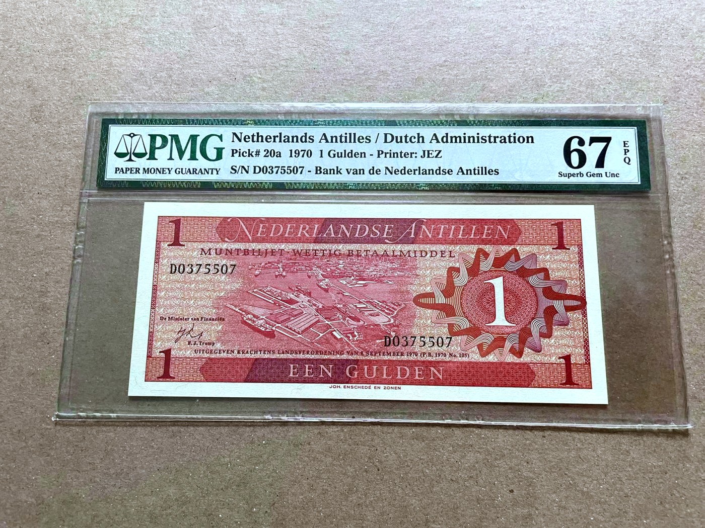 【Blue Auction】✨世界纸币精拍第470期【精】 荷属安的列斯 1970年1盾PMG67EPQ 高分