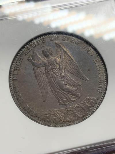 NGC MS62 德国1871年符腾堡普法战争胜利泰勒银币 深五彩包浆 NGC老盒 实物比照片好不少