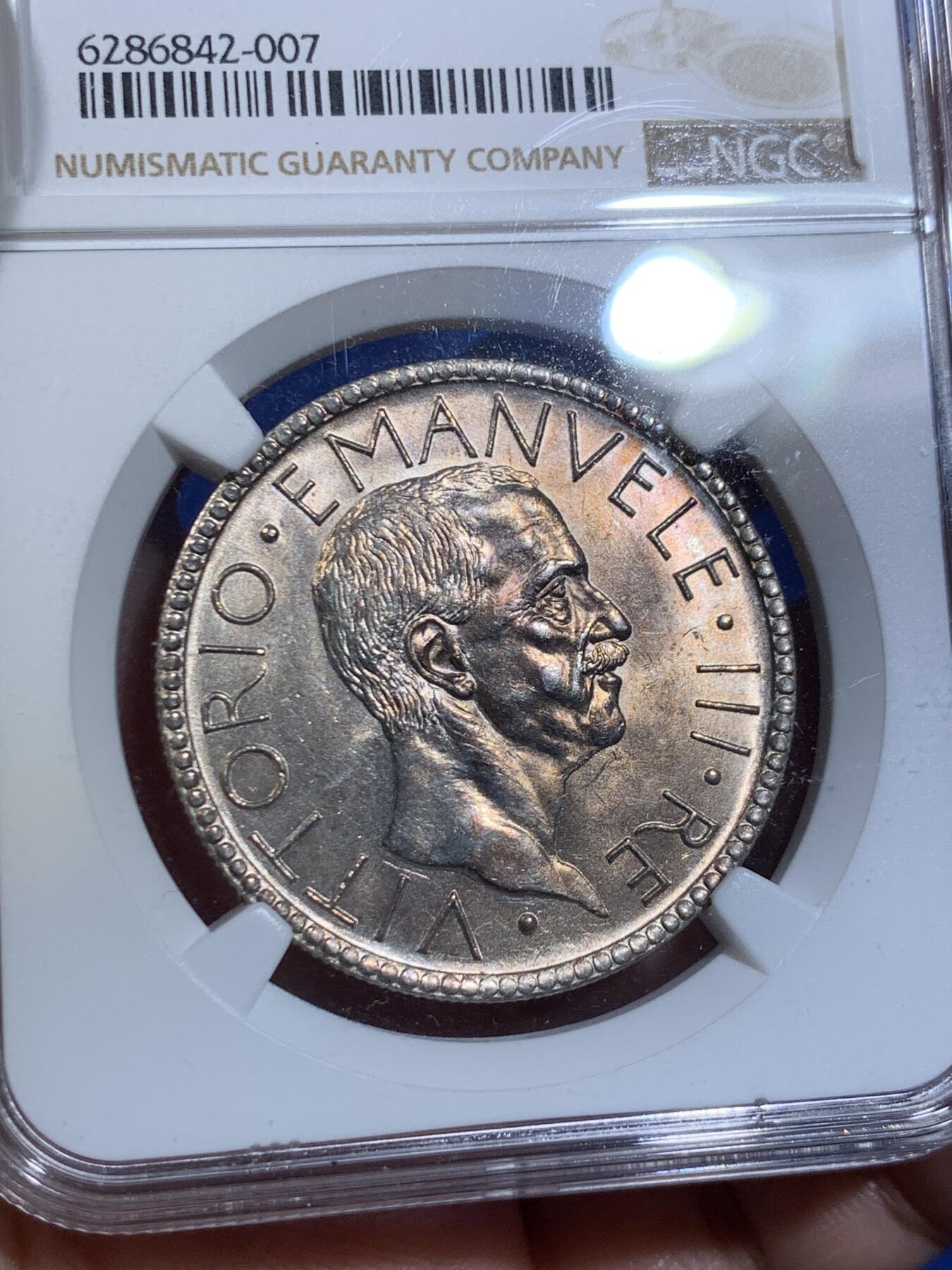 《竞宝斋》立夏专场特拍 （第2-1场）全场顺丰包邮 265场 NGC MS63 意大利1928年裸男20里拉银币 经典造型 稀少年份