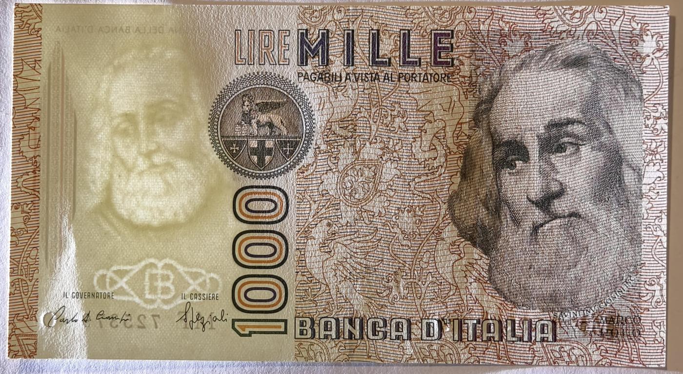 紫瑗钱币——第345期拍卖——纸币场 意大利 1982年 达·芬奇 1000里拉 UNC