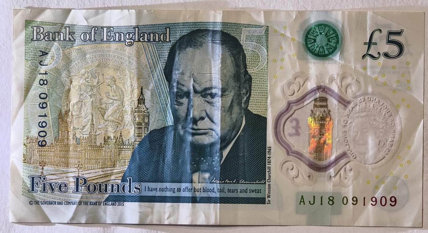 紫瑗钱币——第345期拍卖——纸币场 英国 2015年 伊丽莎白二世 丘吉尔 5英镑 塑料钞 流通品