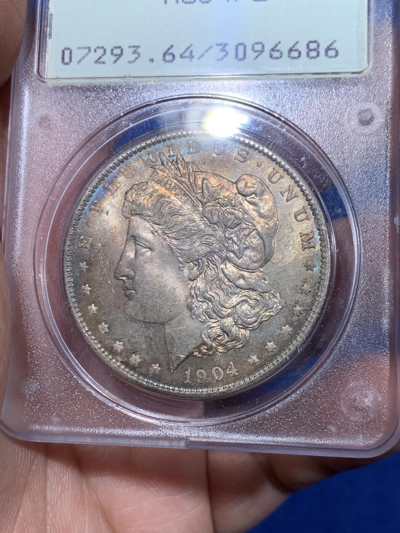 《竞宝斋》立夏专场特拍 （第2-1场）全场顺丰包邮 265场 PCGS MS64PL 美国1904年摩根一美元银币 一代盒/rattler 盒子历史已经超过35年 五彩+镜面+绝版盒 收藏级