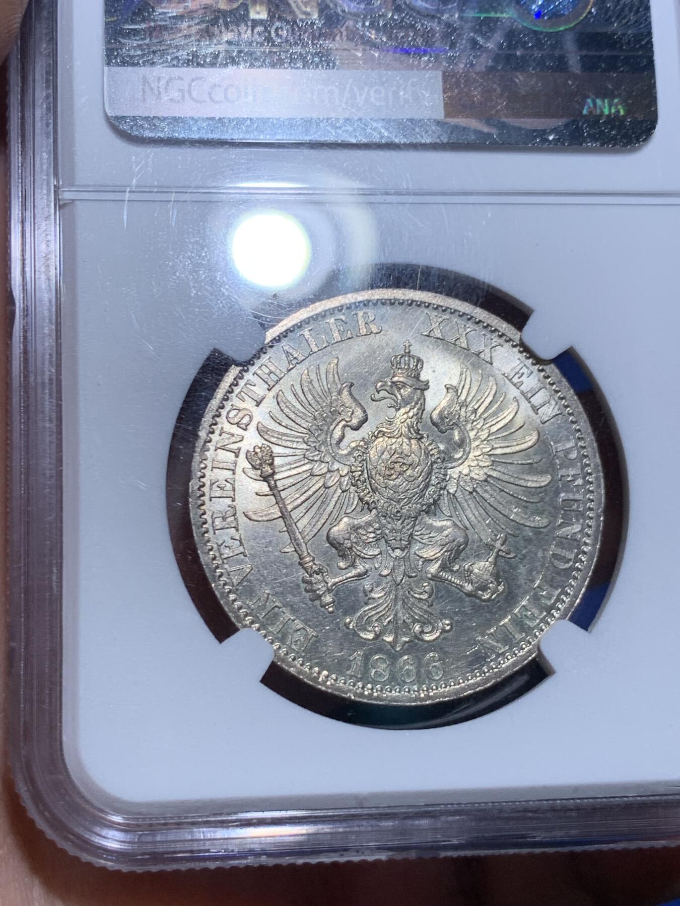 《竞宝斋》立夏专场特拍 （第2-1场）全场顺丰包邮 265场 NGC MS62 德国1866普鲁士胜利泰勒银币