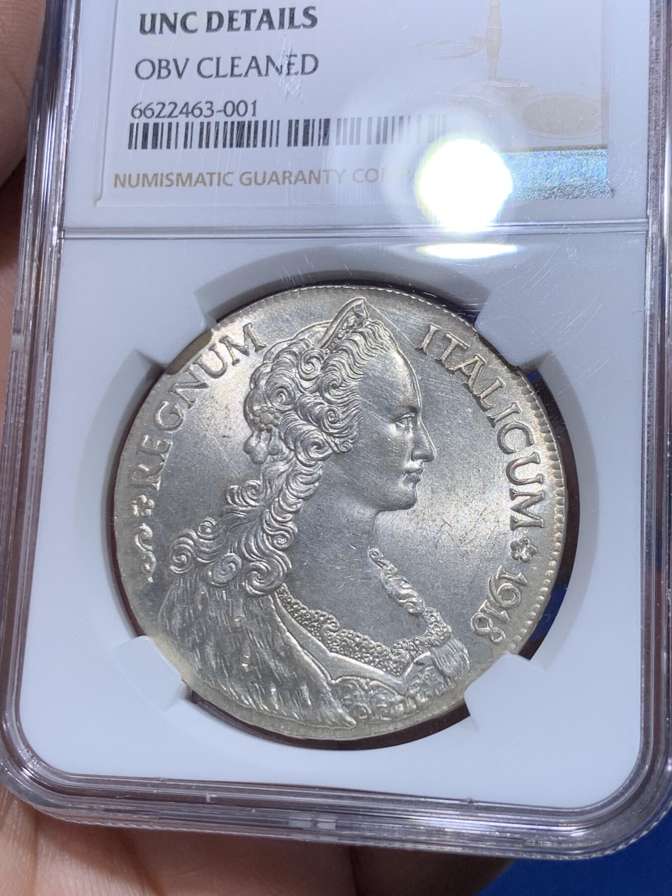 《竞宝斋》立夏专场特拍 （第2-1场）全场顺丰包邮 265场 NGC UNCD 意属厄立特里亚1918年1泰勒银币 意属精品 带转光