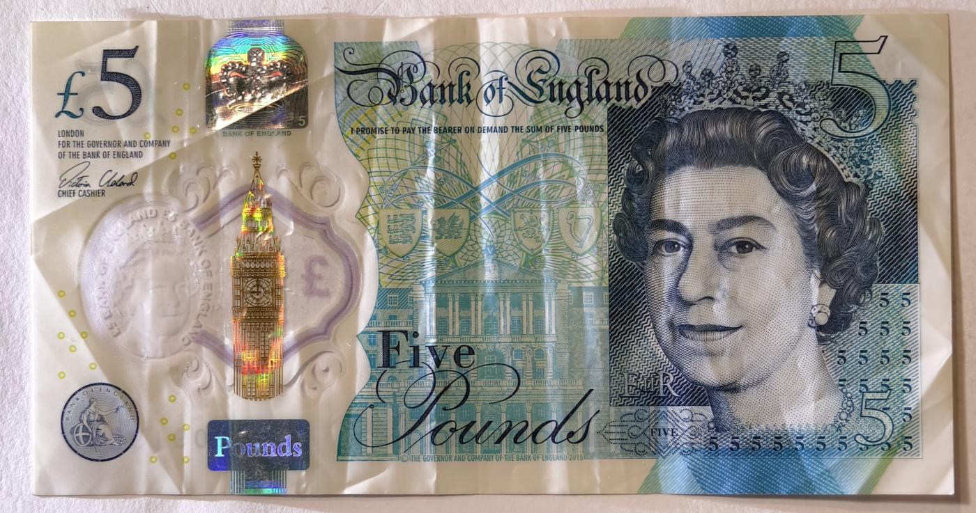 紫瑗钱币——第345期拍卖——纸币场 英国 2015年 伊丽莎白二世 丘吉尔 5英镑 塑料钞 流通品