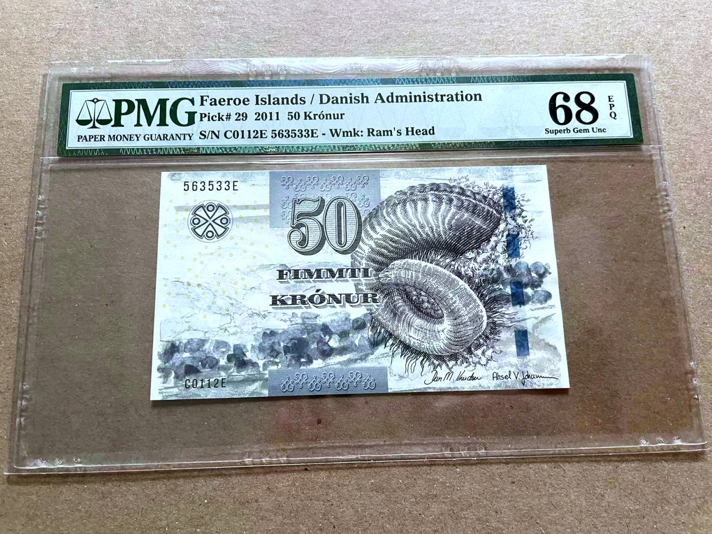 【Blue Auction】✨世界纸币精拍第470期【精】 【无47】法罗群岛 2011年50克朗 PMG68EPQ 超高分 