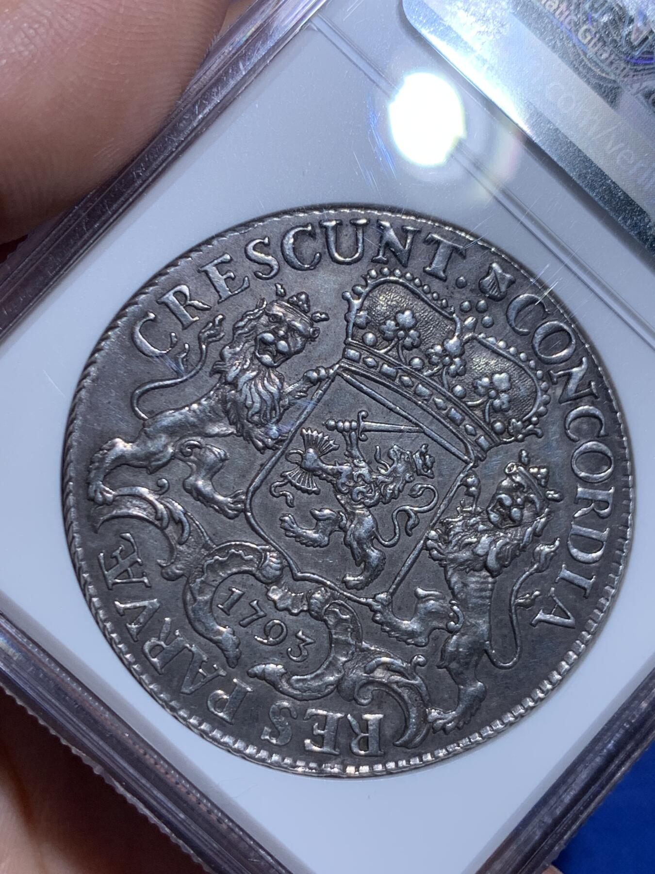 《竞宝斋》立夏专场特拍 （第2-1场）全场顺丰包邮 265场 NGC AU55 荷兰1793年马剑杜卡特银币 乌特勒支省 枪灰色包浆 细节不输MS级 当年发行52000枚