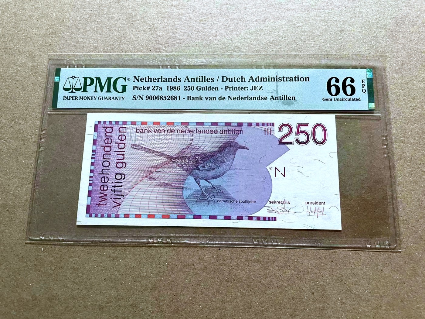 【Blue Auction】✨世界纸币精拍第470期【精】 【无47】荷属安的列斯 1986年250盾PMG66EPQ 