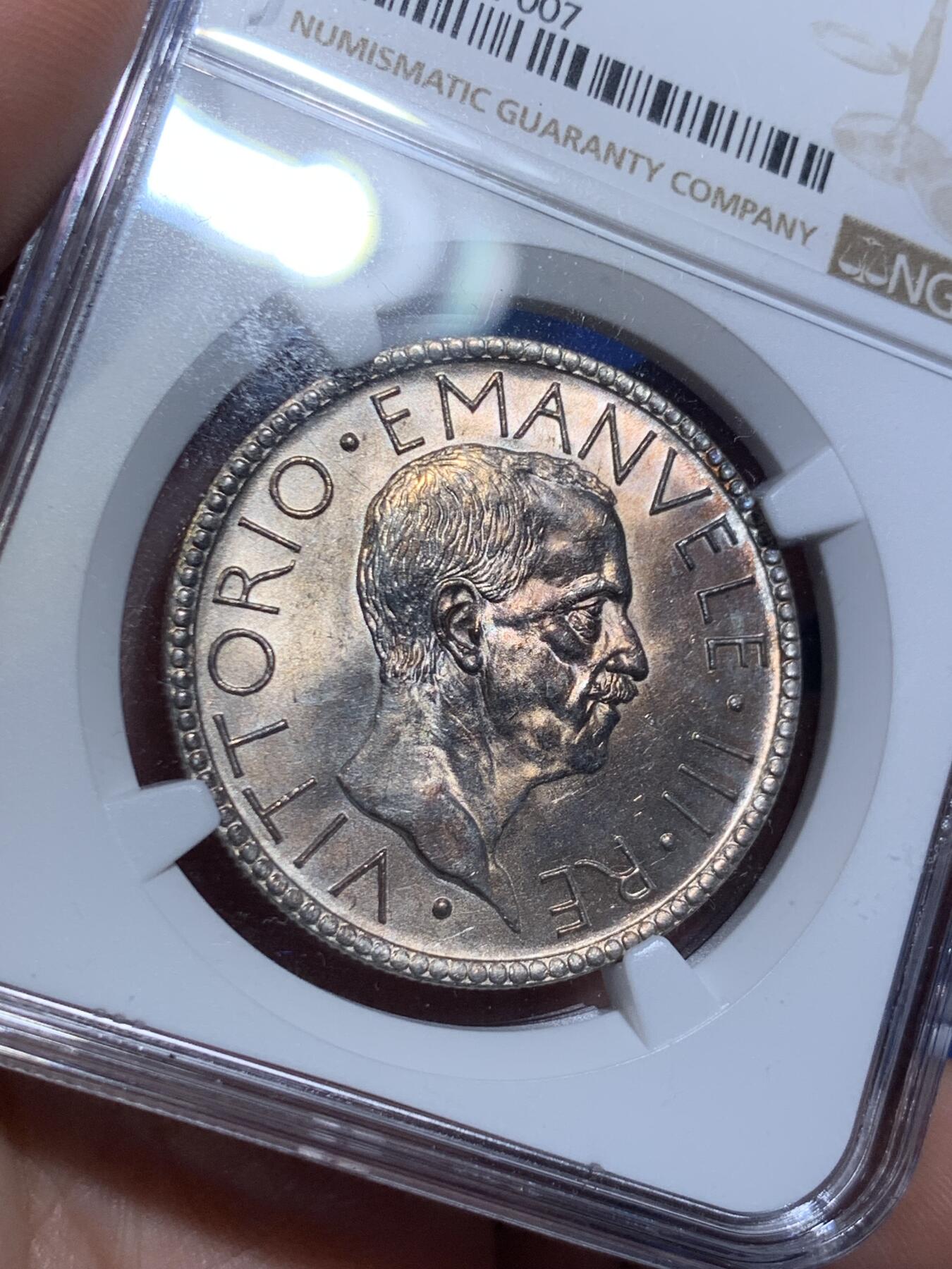 《竞宝斋》立夏专场特拍 （第2-1场）全场顺丰包邮 265场 NGC MS63 意大利1928年裸男20里拉银币 经典造型 稀少年份