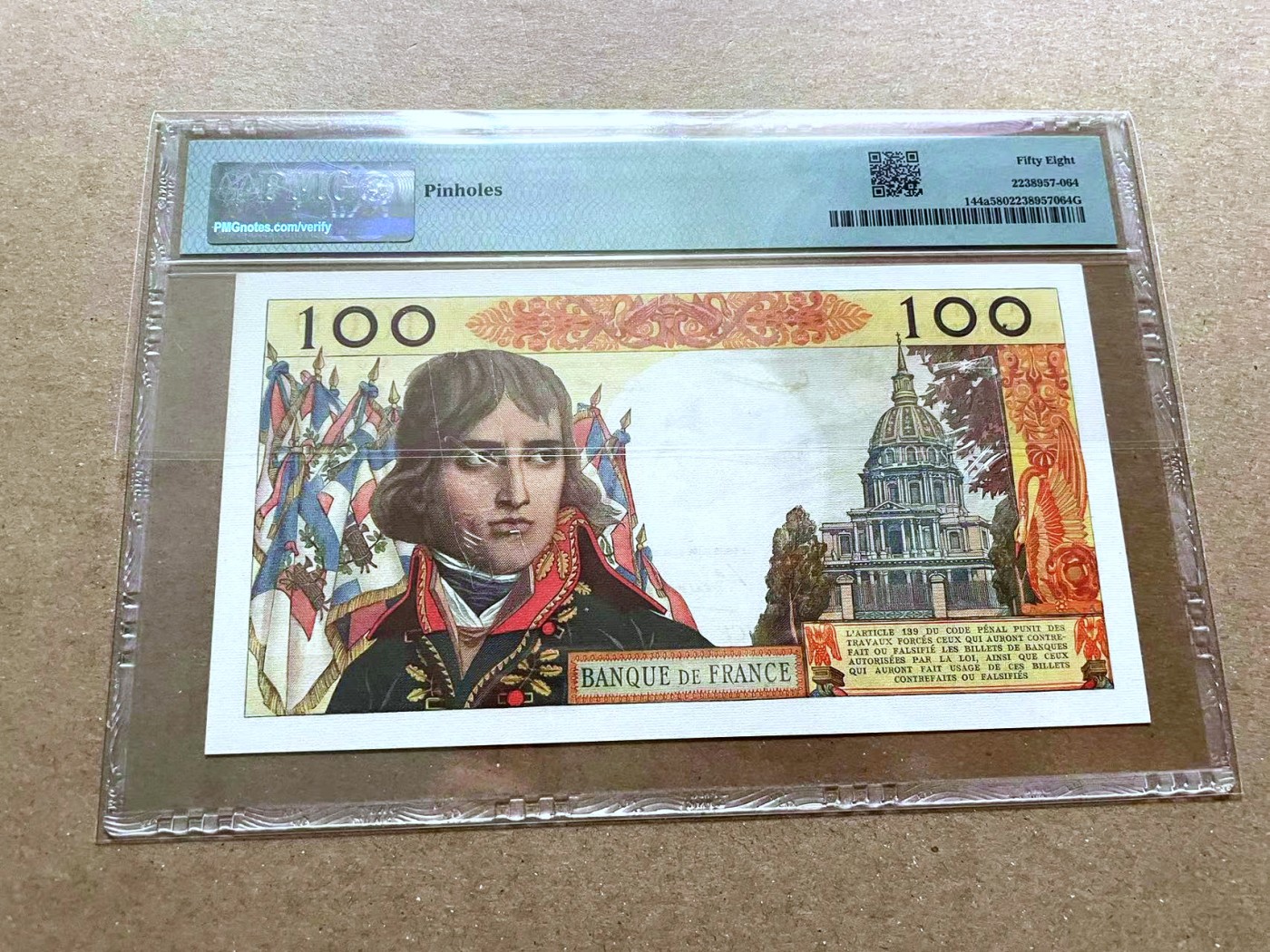 【Blue Auction】✨世界纸币精拍第470期【精】 【无47】法国 1959年100新法郎 拿破仑 PMG58 