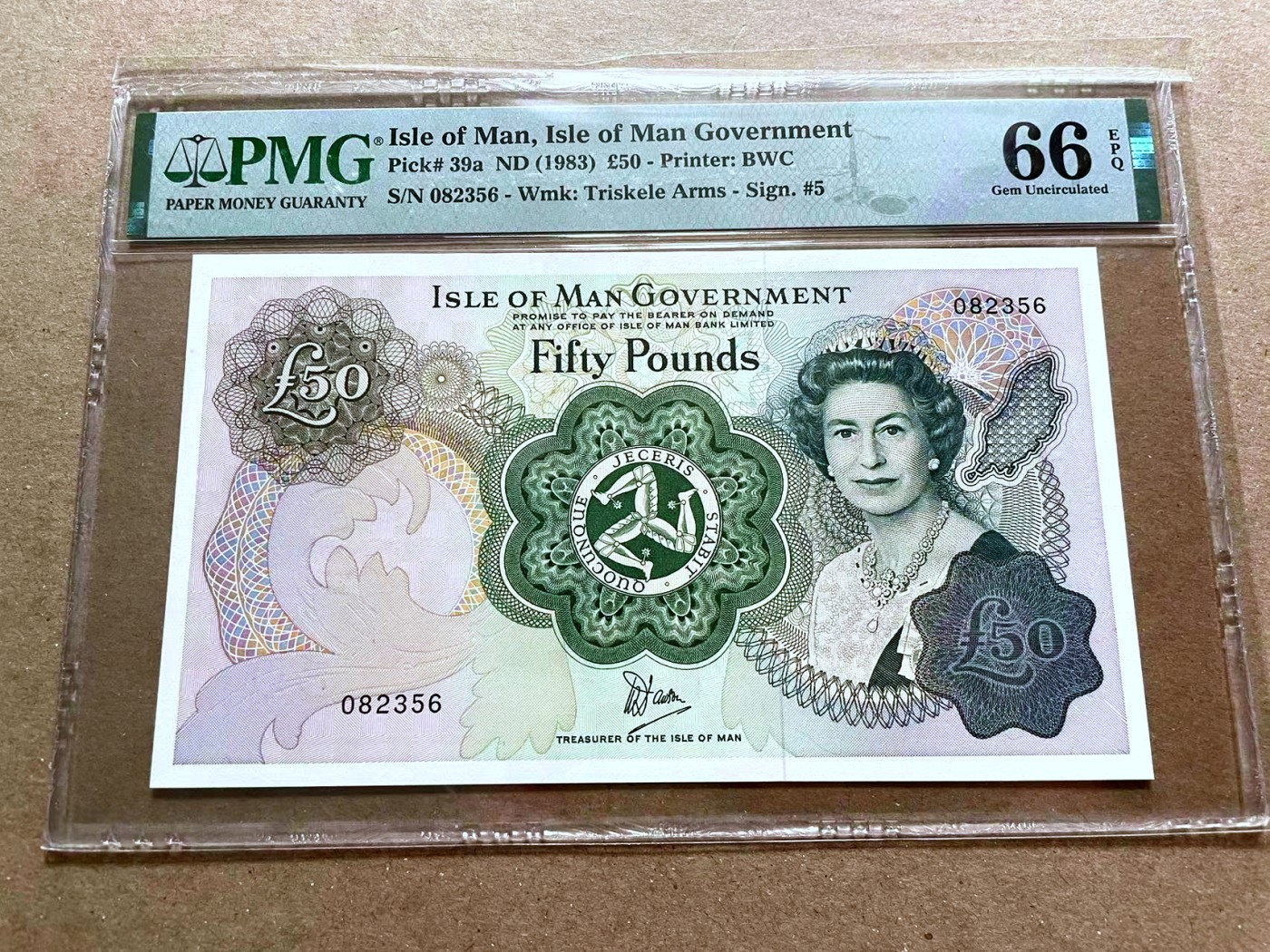 【Blue Auction】✨世界纸币精拍第470期【精】 【无47】马恩岛 1983年50镑 女王 PMG66EPQ